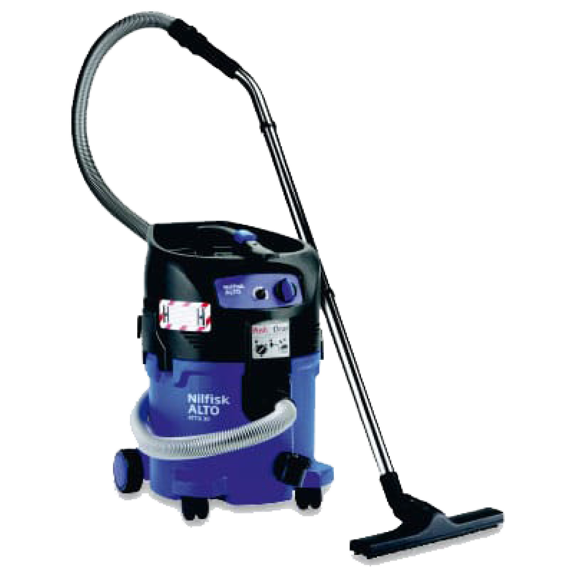 Blauer Industriesauger „Nilfisk Alto" Klasse H mit Saugschlauch
